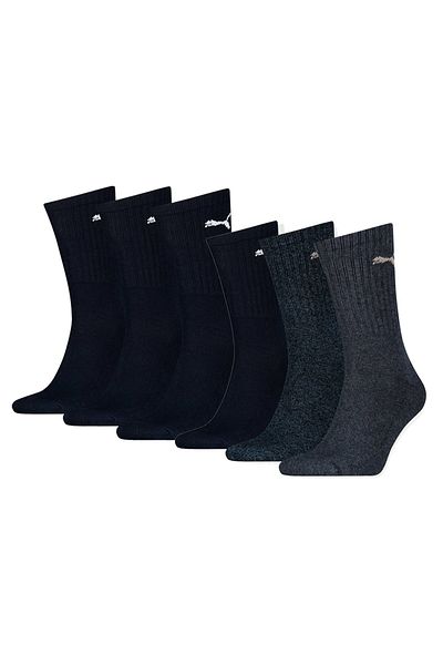 Puma Packung mit 6 Unisex-Sportsocken – Tennis- und Crew-Sportsocken, Einfarbig (2 x 3 Paar)