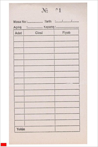 sam ofset Adisyon Fişi Adisyon Defteri 7x15cm Ölçülerinde 100 Yapraklı Numara...
