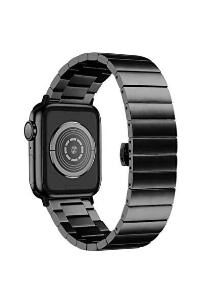 MECFC Apple Watch 44 Mm Uyumlu Kayış Metal Bakla Çelik Paslanmaz Kordon Band