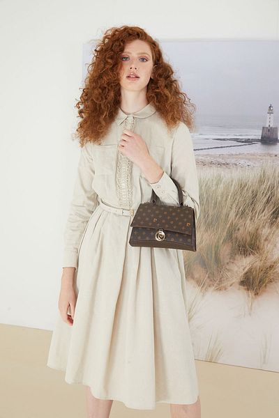 Pierre Cardin Braune Monogramm-Umhängetasche für Damen 05PO22K1598