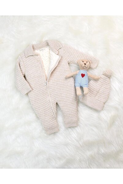 xomini Fermuarlı Lacoste Yakalı Bereli Organik Kuzu Yünlü Bebek Uyu Tulumu Be...