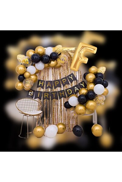 MFM Set de baloane cu lanț din folie de aur de 40 cm cu litera F pentru ziua ...