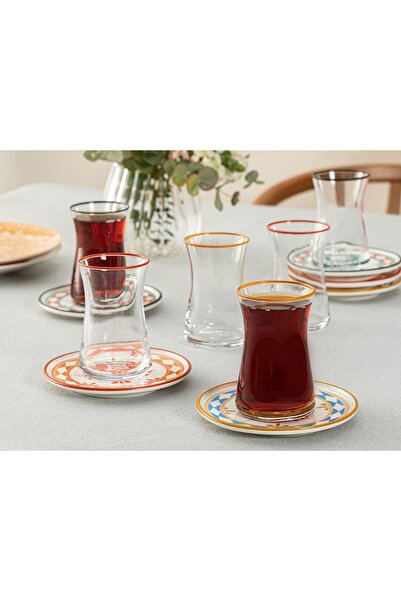 English Home Etnik Porselen 12 Parça Çay Seti 160 ml Renkli