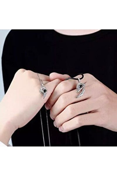 Köstebek Lover Necklace Magnetic 100 Languages I Love You Projection Couple Necklace