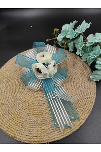 ecrin tuhafiye hobi Mavi Çiçekli Lüx Bohça Süsü