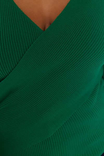 Trendyol Curve Zweireihige Strickbluse mit grünem Kragen und detailliertem Kragen TBBAW23AN00168