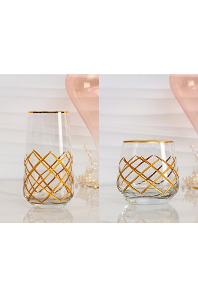 P H Panayır Home Lav Lux Dowry Set 12 Piece Glass Set Water Glass, Soft Drink, Beverage Dinnerware, Tableware Set