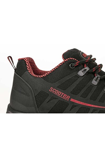 Scooter Unisex Kışlık Su Geçirmez Kaydırmaz Kauçuk Taban Hafif Ortopedi Siyah-kırmızı Outdoor Spor Ayakkabı