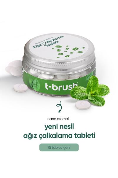 TBRUSH Diş Beyazlatıcı Doğal Diş Macunu Tableti Florürsüz + Ağız Gargara Tableti Alkol Içermez 75 Tablet