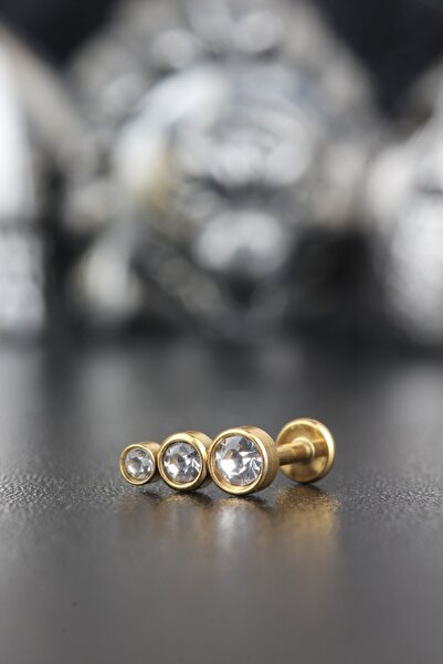 Valhalla Cerrahi Çelik Kıkırdak Tragus Helix Zirkon Taşlı Labret Piercing