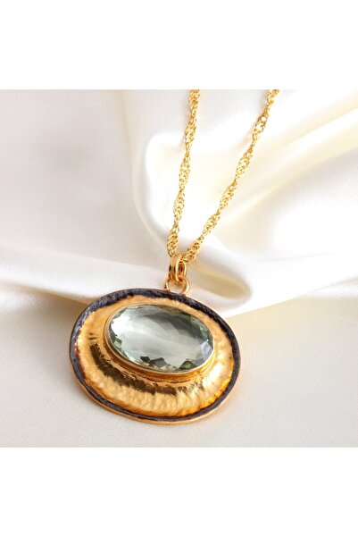 Haşimi Doğaltaş Yeşil Ametist Doğaltaşlı Gümüş Kolye