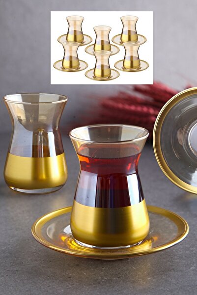 WuuQ Lüx Gold Renk Çay Seti - 12 Parça