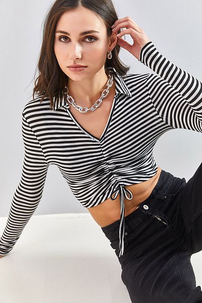 Bianco Lucci Women's Front Gathered Soft Blouse