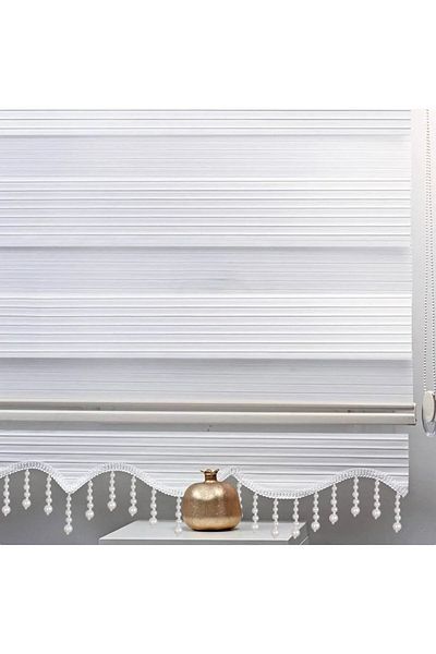 Babacan Home Design Brillux Zebra - White Beaded Curtain, 130X260