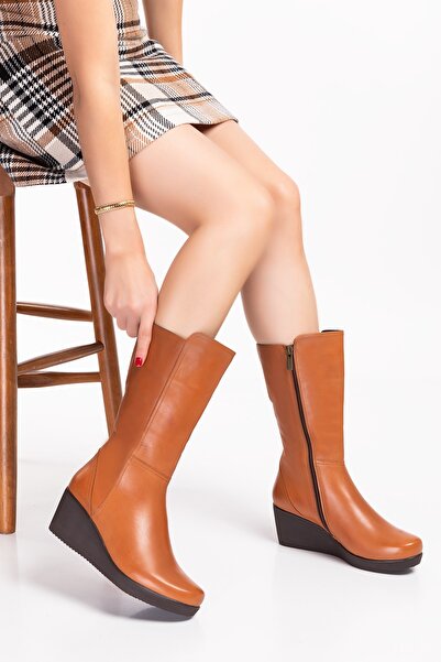 Elile Shoes Hakiki Deri 35 Numaradan 41-42-43-44 Numaraya Kadar Geniş Baldır Kadın Uzun Bot