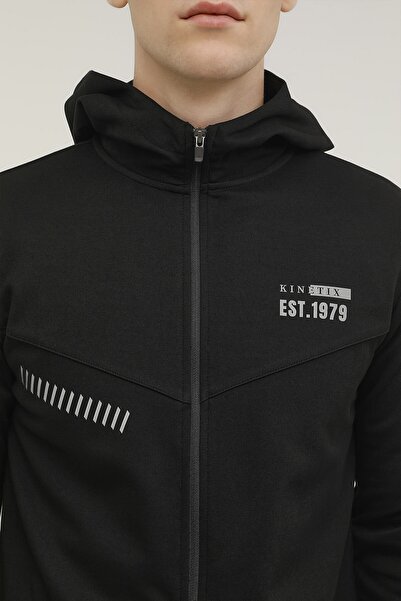 Kinetix M-Hunter Reflective Full Black Men's Tracksuit Top