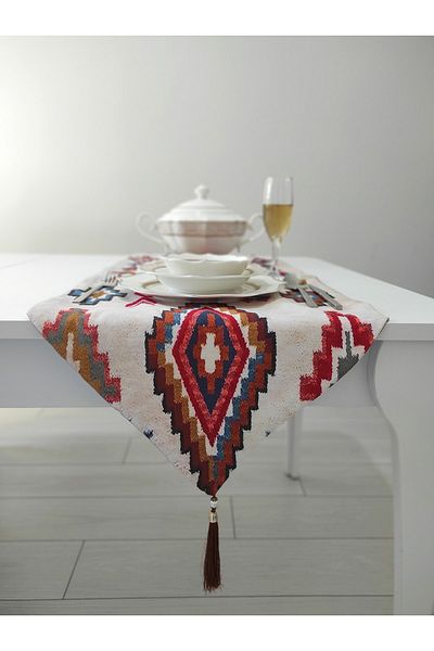 Benlisso Home Țesătură anti-pete cu ciucuri Runner cu două fețe Design special și etnic
