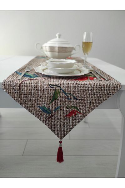 Benlisso Home Țesătură anti-pete cu ciucuri pe două fețe, cu motiv palat și lenjerie