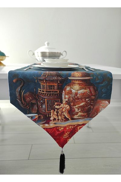 Benlisso Home Țesătură anti-pete cu ciucuri cu două fețe, antică și modernă