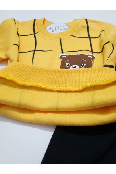 AyCaTa Erkek Bebek Baskılı Uzun Kollu Sarı Ikili Takım
