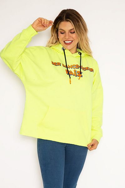 Şans Plus Size Sweatshirt - Yellow - Relaxed fit