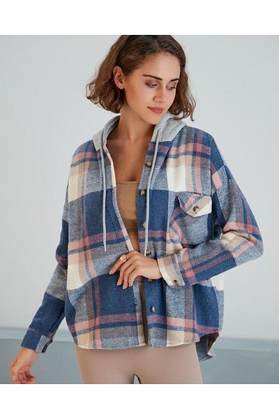 nosia fashion Îmbrăcăminte pentru femei Cămașă de lemn oversize cu glugă