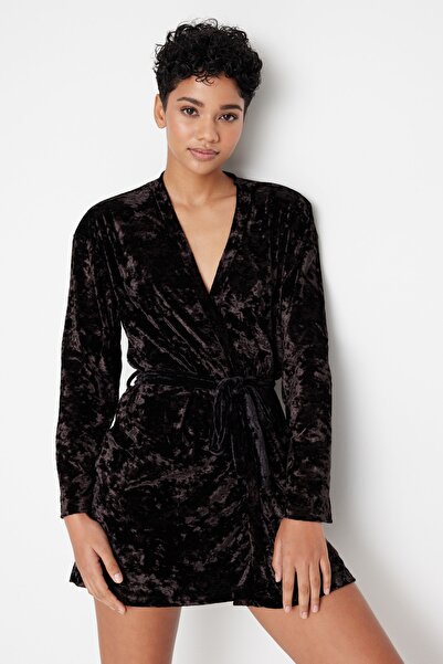 Trendyol Collection Dressing Gown - Black - Midi