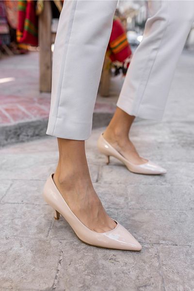 ANGELİNA JONES Oslo Women's Nude Patent Leather Heeled Shoes