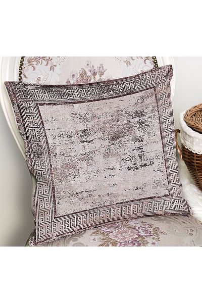 Realhomes Antique Motif Frame Patterned Digital Printed Pillow Cushion Cover on Claret Red Floor