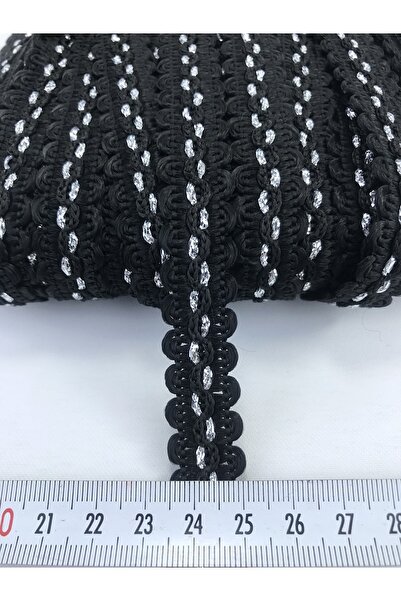 Bride Aksesuar Dünyası 5 μέτρα Μαύρη Ασημί Λεπτομερής Διακοσμητική Κορδέλα γι...