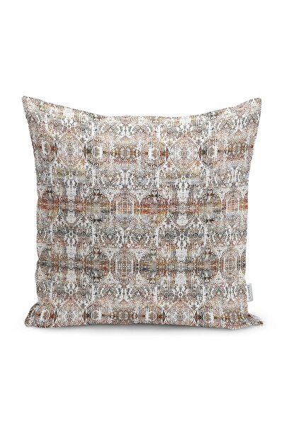 Realhomes غطاء وسادة مطبوع رقميًا بتصميم كليم تقليدي على أرضية بيضاء