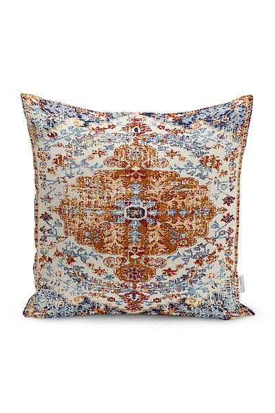 Realhomes Digital Printed Pillow and Cushion Cover with Rug Motif and Iranian Pattern on Red Background