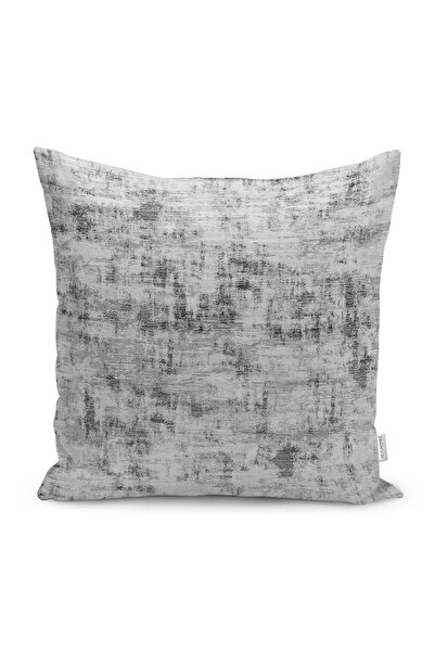 Realhomes Siyah - Beyaz Zeminde Eskitme Motifli Kanvas Desenli Dijital Baskıl...