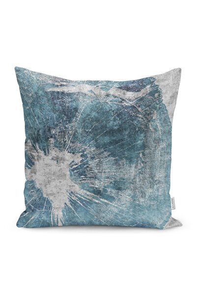 Realhomes Husă de pernă cu model retro, imprimată digitală, cu motiv antic pe fundal albastru - gri