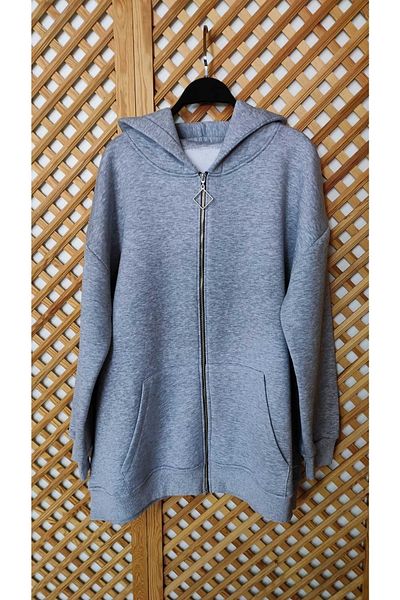 Limerence MK Hooded Women's Gray Zippered Cardigan