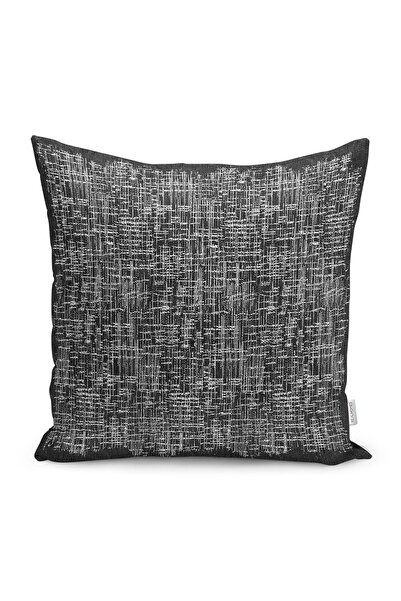 Realhomes Siyah Zeminde Halı Motifli Eskitme Desenli Dijital Baskılı Yastık K...