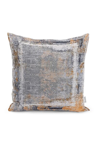 Realhomes Renkli Zeminde Çerçeve Motifli Eskitme Desenli Dijital Baskılı Yast...