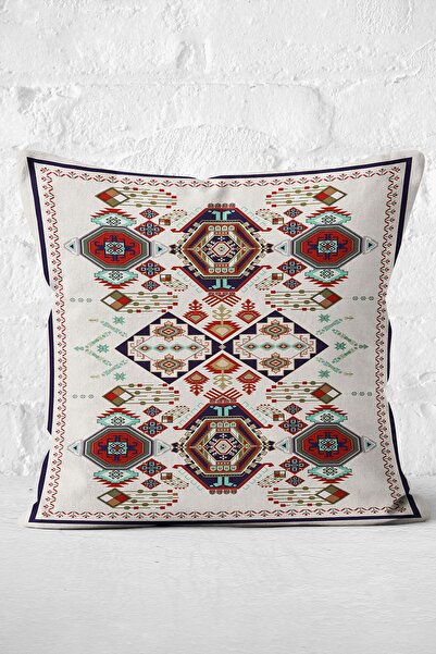 Realhomes Digital Printed Pillow and Throw Pillow Cover with Authentic Motif on Red - Gray Background