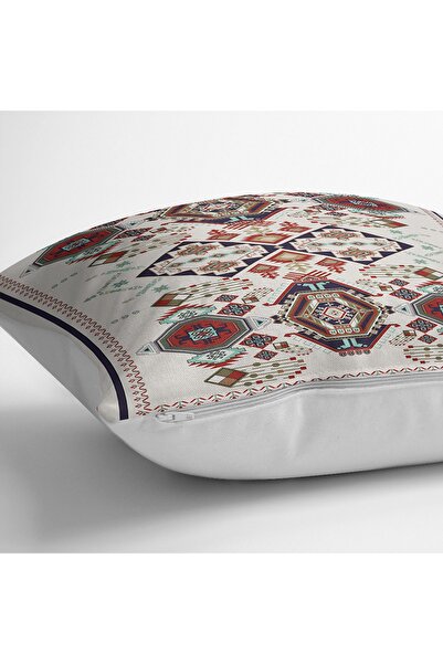 Realhomes Digital Printed Pillow and Throw Pillow Cover with Authentic Motif on Red - Gray Background