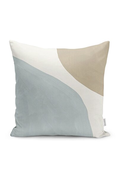 Realhomes Ekru - Mavi Zeminde Boyama Motifli Modern Sanat Desenli Dijital Bas...