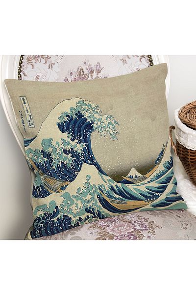 Realhomes Albastru Gri Sea Wave Motiv Opera de artă Kanagawa Model Husă cu șocuri imprimate digital