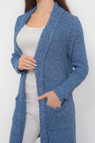TUSSE Solid Color Sleeve Detailed Colorful Knitted Pocket Long Elegant Stylish Plus Size Knitwear Cardigan