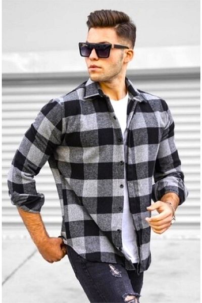 YNGMENCLASS Прилепнала мъжка риза Lumberjack