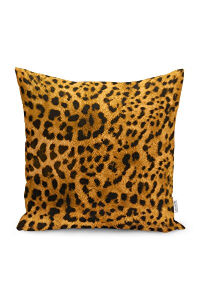 Realhomes Crna - narandžasta pozadina sa leopard uzorkom, digitalno štampana ...