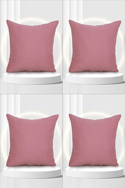 FsFuschia Suede Honeycomb Textured Plain Απλό Κάλυμμα Ριχτάρι 4 τεμαχίων Sued...