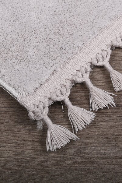 Bonny Home Relax Gray - Non-Slip, Washable Plush Hallway Room Carpet with Pompom