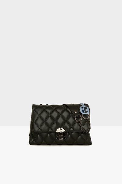 Bagmori Black Women's Quilted Cover Oval Lock Bag M000007752