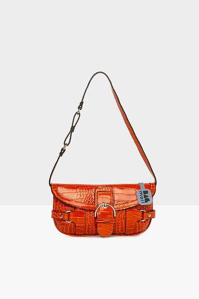 Bagmori Orange Women's Shiny Crocodile Bag with Belt Accessories M000007743