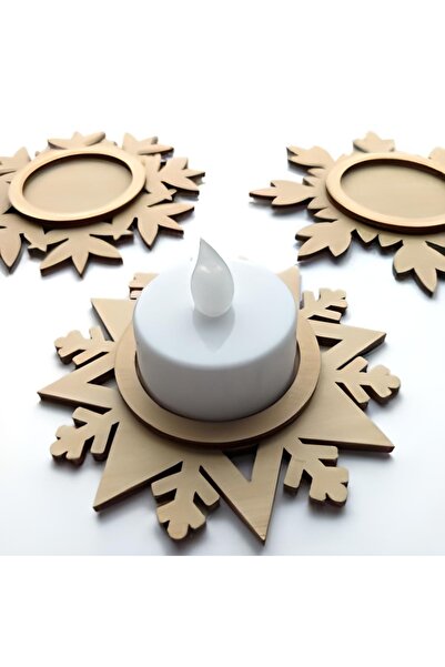 Elfora Yılbaşı Masa Süsü Pilli Mum Ve Ahşap Dekoru 1 Adet Noel Süsü