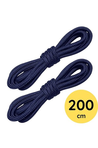 Foottab 200 cm Dark Blue Corded Durable Round Boot Laces - Sturdy Shoelaces